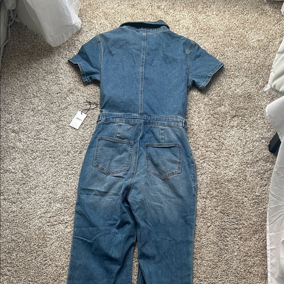 Denim Short Sleeve Jumpsuit - Picture 5 of 5